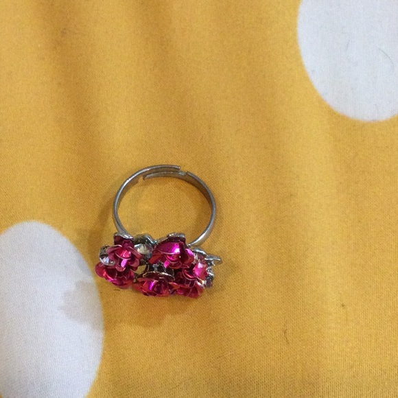 Bouquet of flowers silver tone vintage cocktail ring - Picture 2 of 2